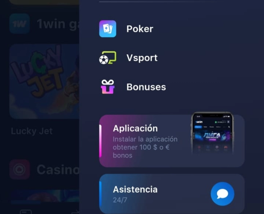 1win bono de aplicación